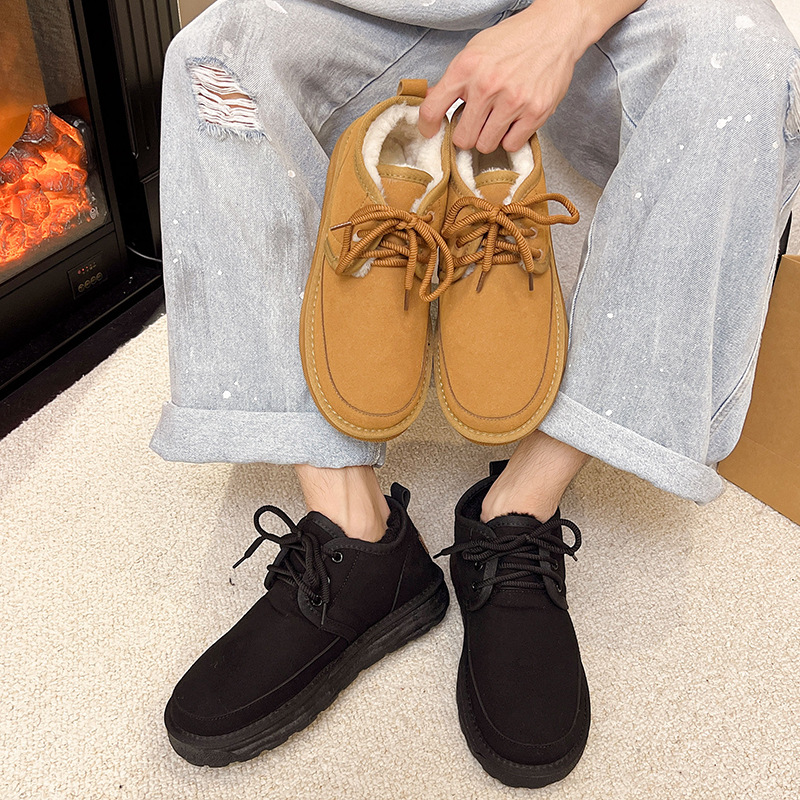 Fashion New Mens Winter Snow Boots Long Plush Fur Lined Thickened Cotton Shoes Durable Slip Resistant Warm Ankle Boots Free Shipping