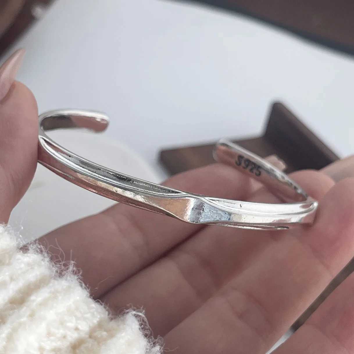 100 Solid 925 Sterling Silver Retro Bracelet for Women Men Vintage Handmade Narrow Simple Bracelet Birthday Gift J251021