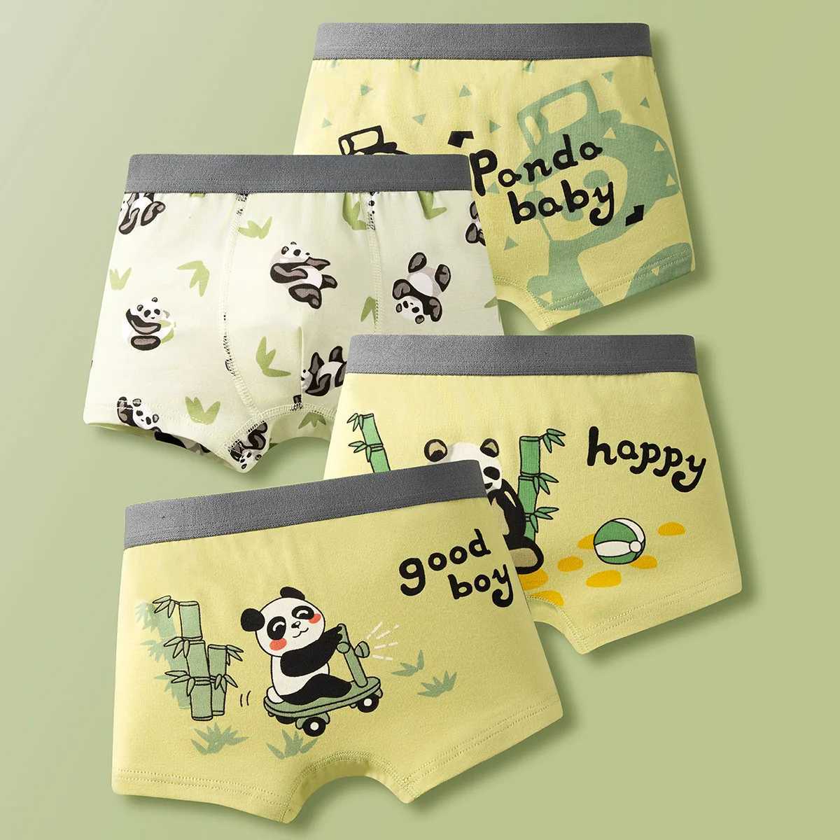 4pcs Cotton Boys Boxer Brief Cool Excavator Pattern Kids Boxers Breathable Childrens Underwear Baby Bottom Panty Student Panties J251021