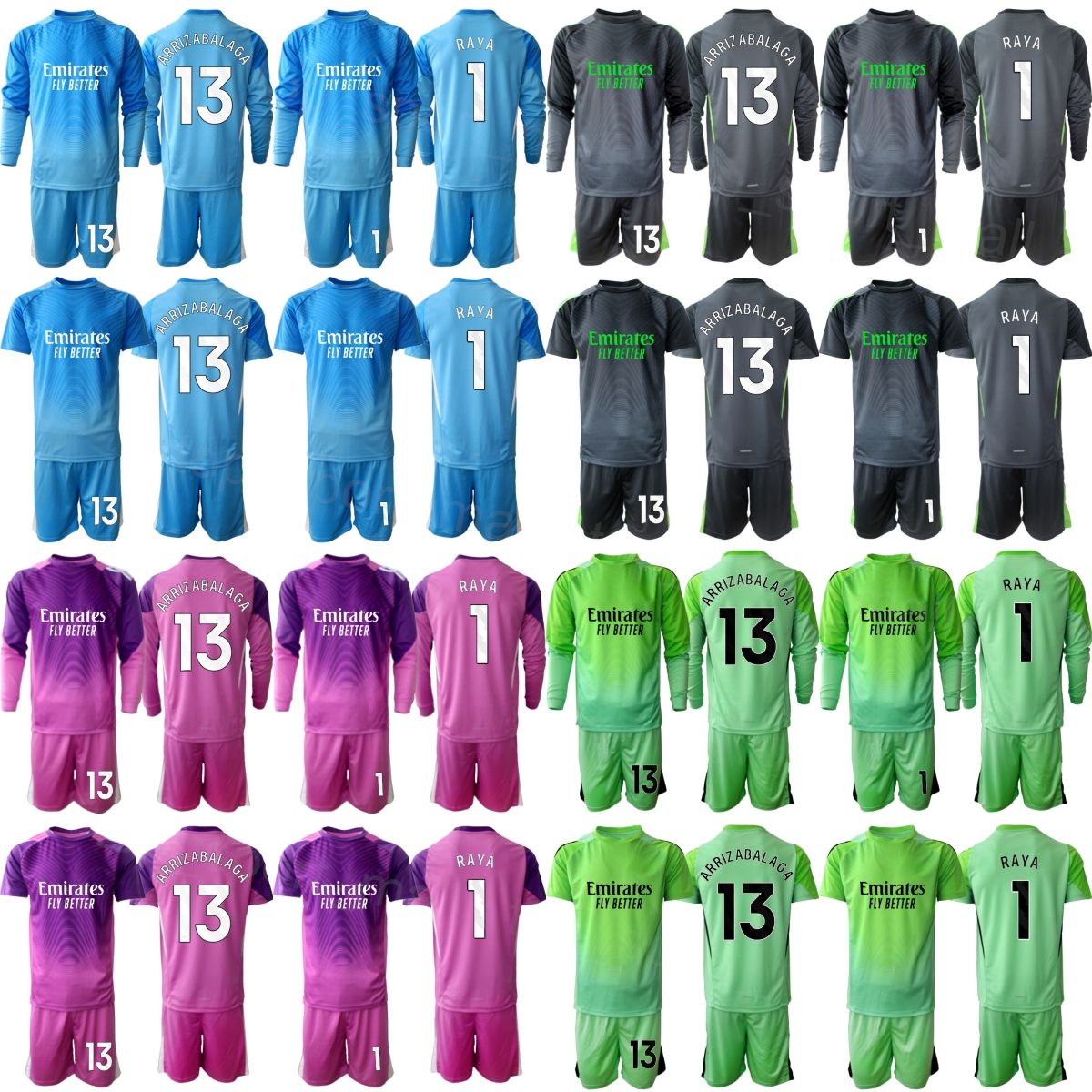 Club Goalkeeper GK Soccer 1 David Raya Jersey Set 25-26 Long Short Sleeve 32 Neto 1 Aaron Ramsdale 1 David Seaman Black Blue Goalie Football Shirt Kits Man Kids ASenNa