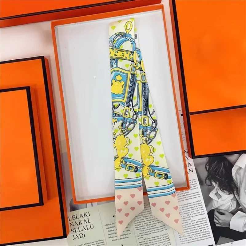 100 Silk High Quality Luxury Brand Scarf Women Headband Hair Band Foulard Tie Ribbon Neckerchief Skinny Scarves Accessories W251021