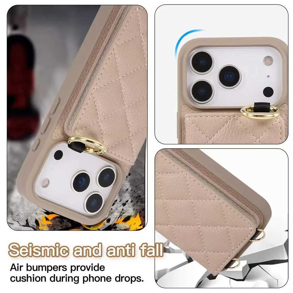Crossbody Wallet with Card Holder Phone Case For iPhone 17 Pro Max 17Air 17 16 15 Plus 13 14Lanyard Wrist Strap Leather Cover J251114