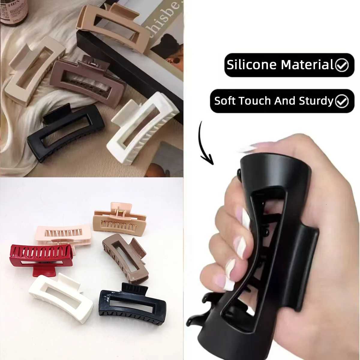 13 PCS Geometric Square Hair Claw Clips for Women Hollow Acrylic Shark Clips Minimalist Versatile Back Head Hairgrips AccessoriW254021