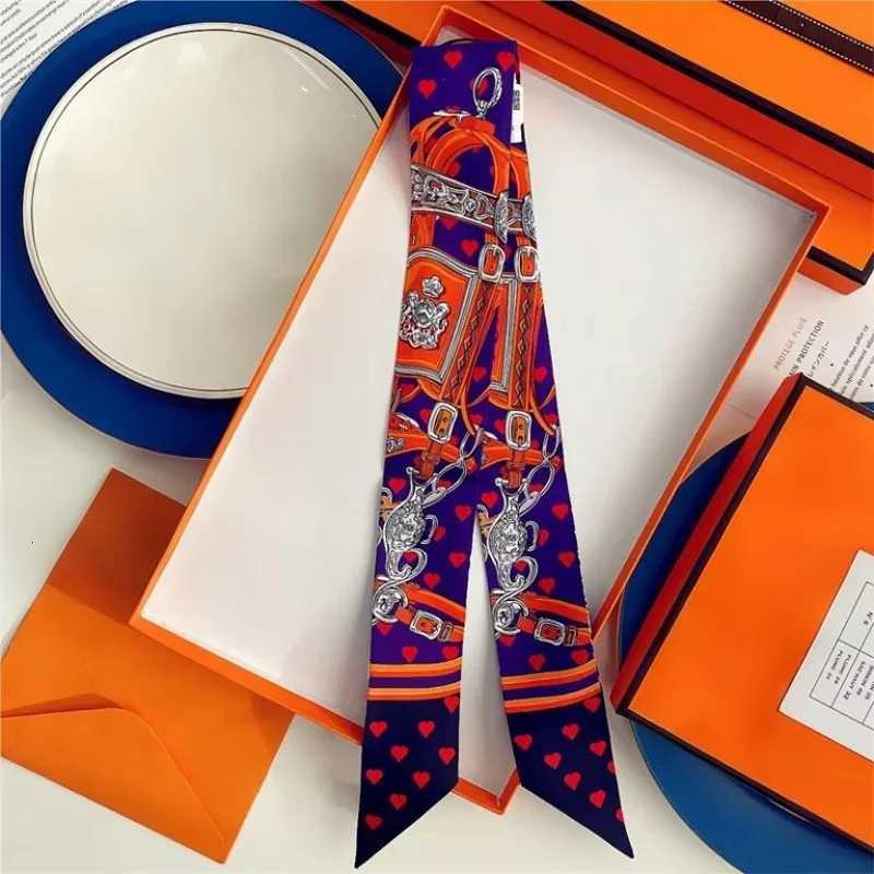 100 Silk High Quality Luxury Brand Scarf Women Headband Hair Band Foulard Tie Ribbon Neckerchief Skinny Scarves Accessories W251021