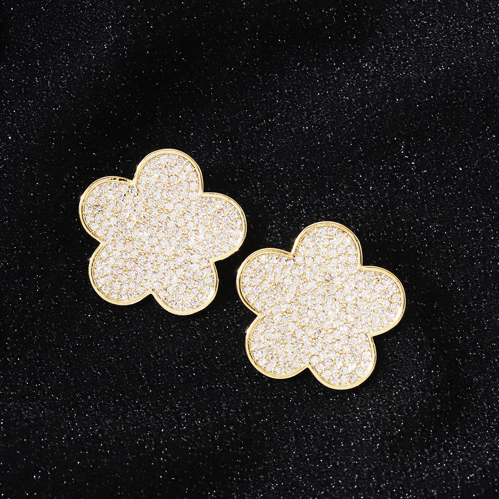 Gold earrings Zircon inlaid fashionable temperament classic retro elegant compact earrings free shipping Designer earrings luxury earrings