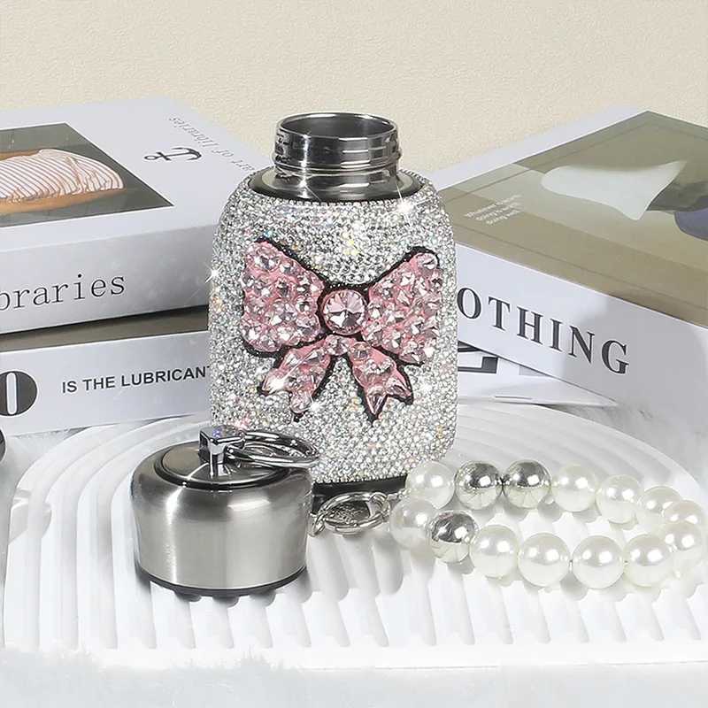 Diamond Studded Bow Insated CupCreative Stainless Steel Water Cup Outdoor Cpact and Portable Car Belly Cup Luxurious Gift Y251021