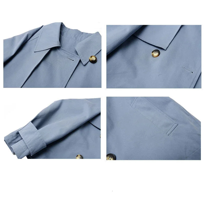 SpringAutumn Loose Oversize Woman Trench Coat Short Jacket Double Breasted Female Belt Solid Overwear 251021