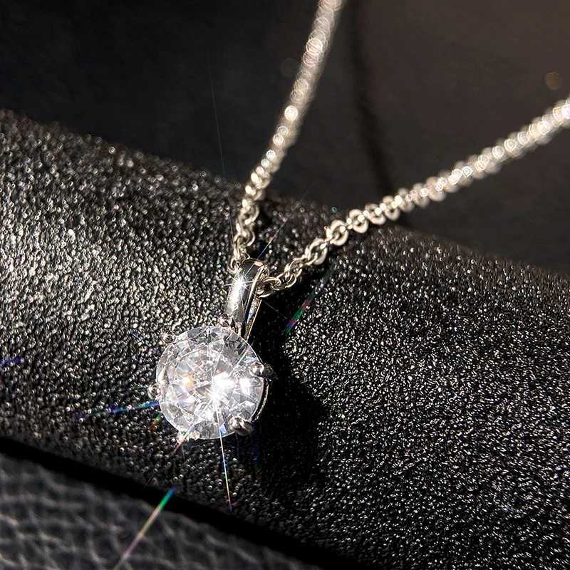 CAOSHI Classic Round 6 Claws Zircon Stone Pendant Necklace for Women Simple Stylish Engagement Ceremony Jewelry Neck Accessories D251021