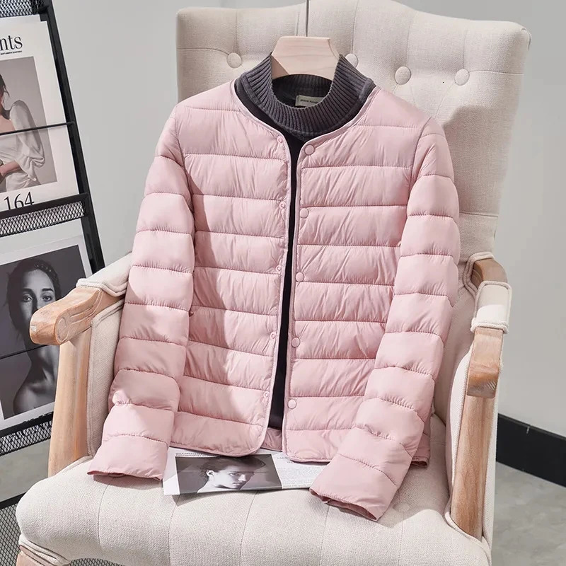 Womens Winter Parka Hooded Round Neck Down Cotton Jacket Ladies Korean Version Lightweight And Thin Loose Female Outerwear 251021