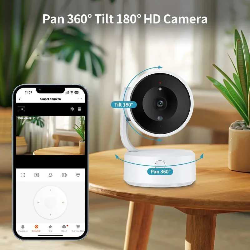 WIFI Tuya Camera Indoor 5MP Baby Monitor Two Way Talk 4X Zoom PTZ 360 Surveillance Cameras Support Alexa Google Smart Life J251121