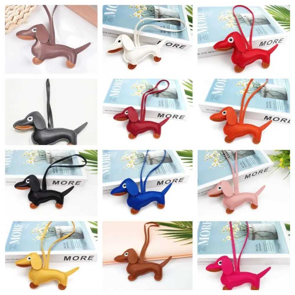 Multicolor PU Leather Dachshund Keychain Cute Puppy Animal PU Leather Hanger Dog Fashion Bag Pendant Men W251021