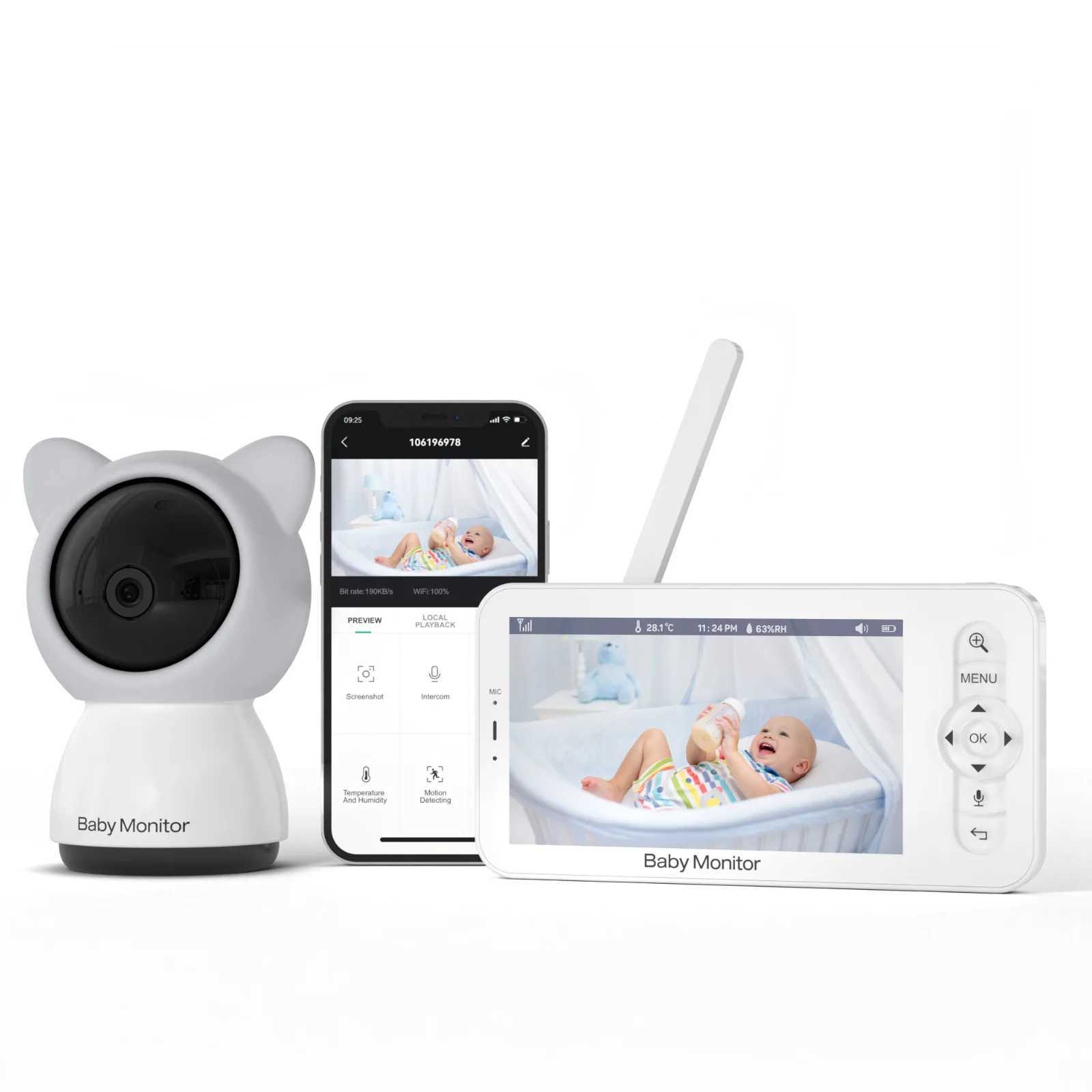 Wifi Baby Monitor Babyphone Video Baby Camera Bebe Nanny HD 5 Inch LCD Mobile Phone APP Control PTZ Lullabies For New Born J251121