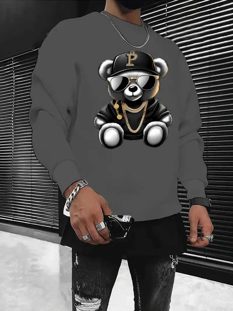 The new mens roundneck sweatshirt for Spring and Autumn 2025 features a casual fashionable and comfortable 3D pattern print W251021