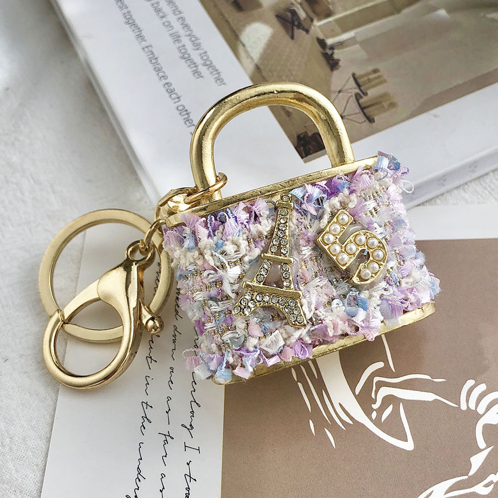 bag charms Creative Small Gift Korean Velvet Ins Bag Lock Shape Pendant Metal Keychain Cartoon key chain Z260130