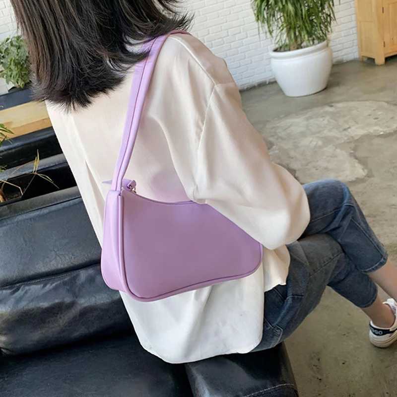 Retro Soft PU Leather Women Shoulder Underarm Bags Casual Solid Color Small TopHandle Handbags Ladies Fashion Shoulder BagsXJ251021