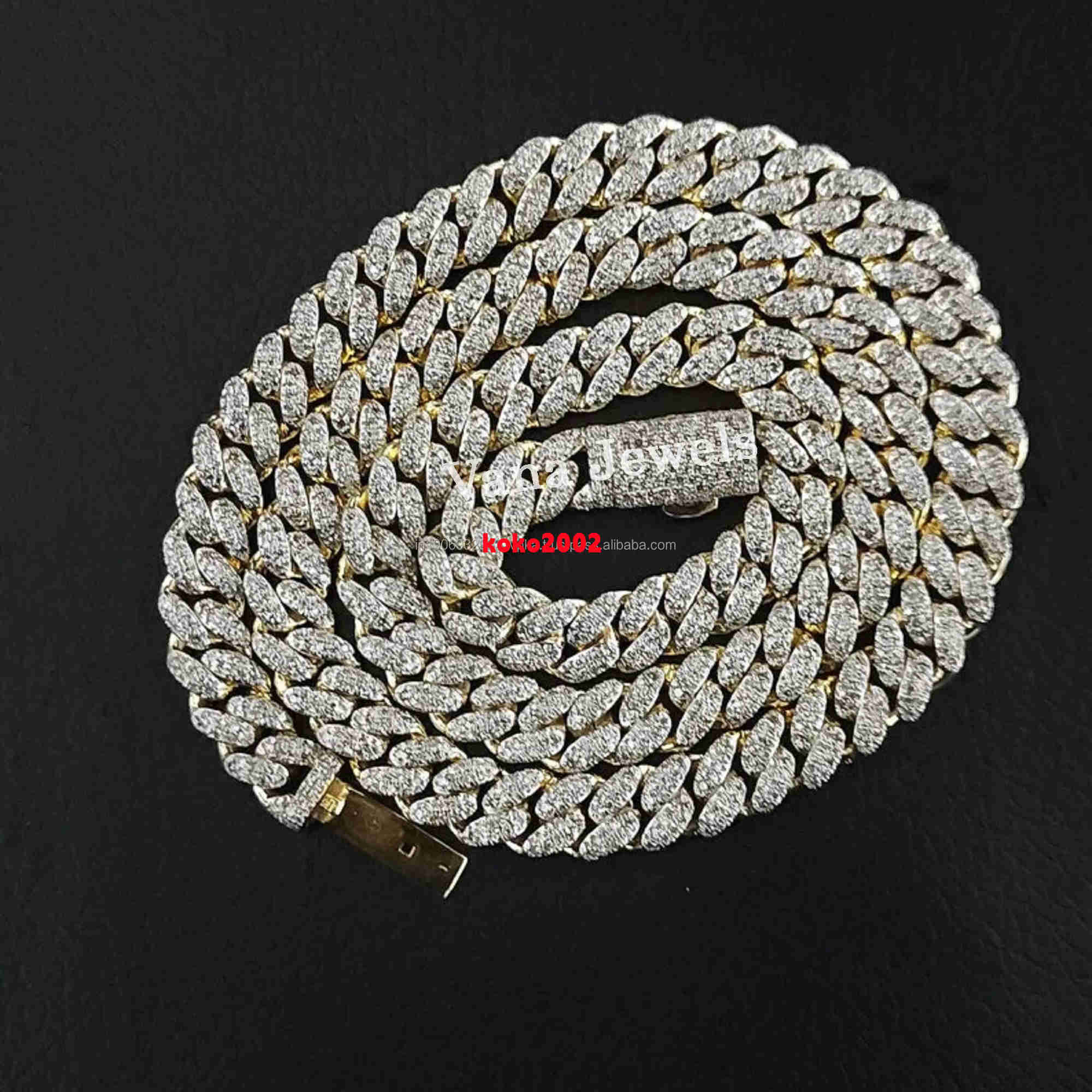 Luxury 8mm Moissanite Cuban Link Chain Unisex Solid 925 Silver Necklace Excellent Cut VVS D Color for Engagement Wedding Party