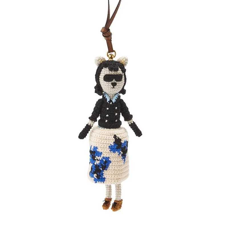 Woven cute doll bag charm knitted humanoid bag pendant womens bag keychain car pendant backpack decoration bag accessories J251121