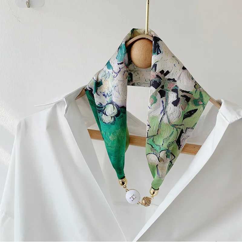 Imitation Silk Scarf Magnetic Buckle Necklace Pendant Wearing Spring and Autumn Cervical Protection for Women W251021