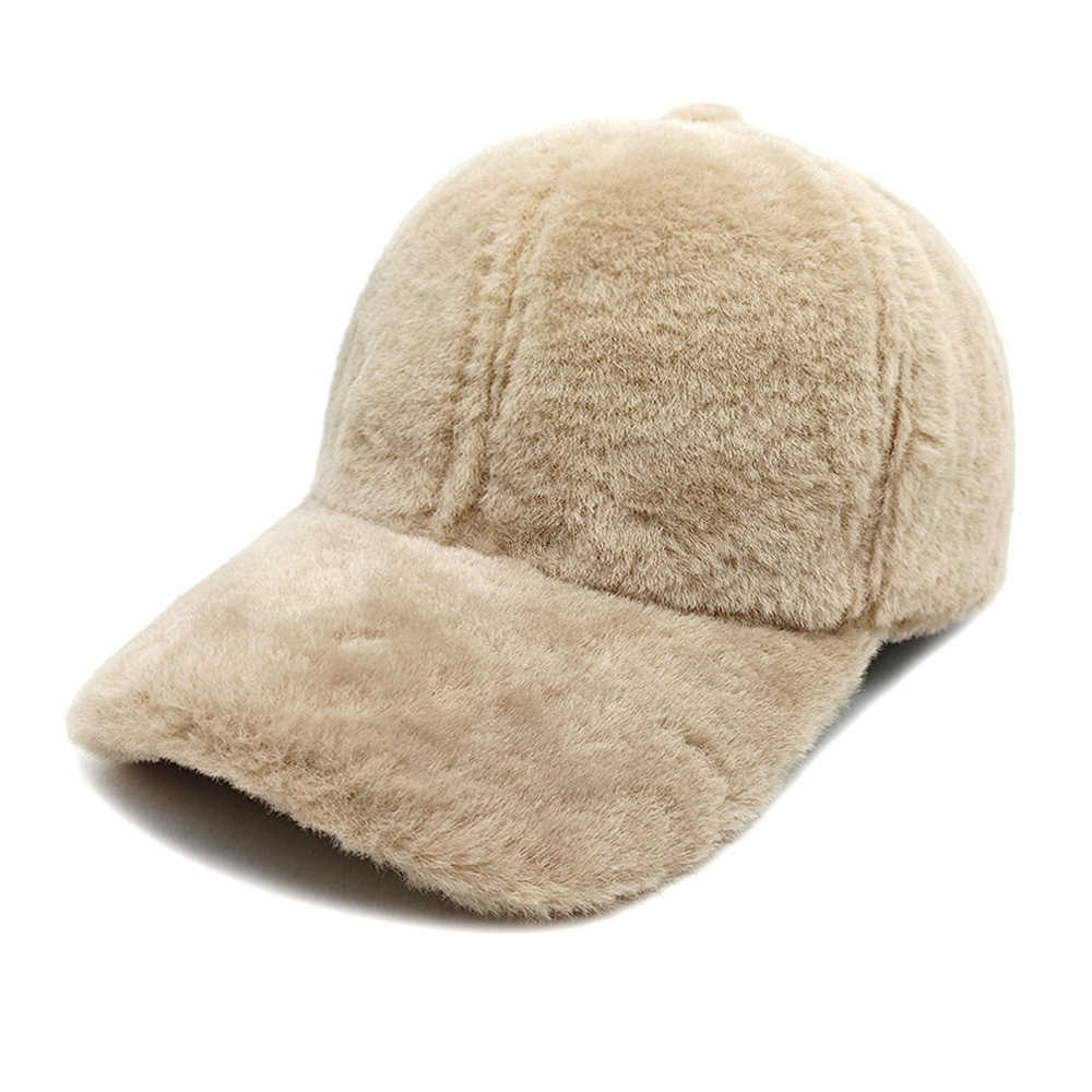 Winter Simple Solid Color Thickened Duckbill Cap Women Plush Coldproof Casual Baseball Cap Men Outdoor Sunshade Hat H251020