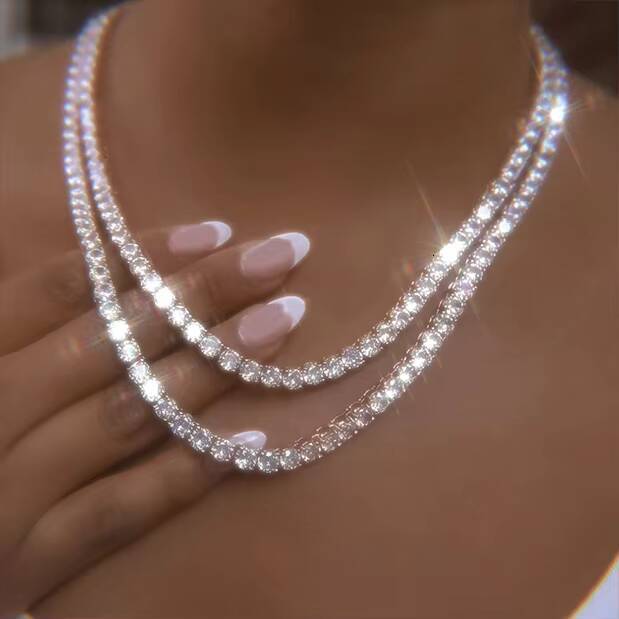 Hot Sale Jewelry Necklaces S925 Sterling Silver Tennis Necklace Free Fire Moissanite Diamond Choker Necklace Hip Hop Jewelry