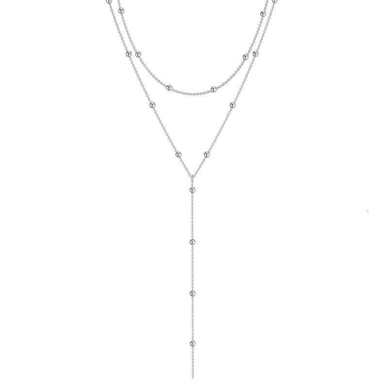 Golden Plated Lariat Necklace for Women Fashion Double Layered Long Chain Drop Pendant Choker Necklaces Fashion Gifts XJ250717