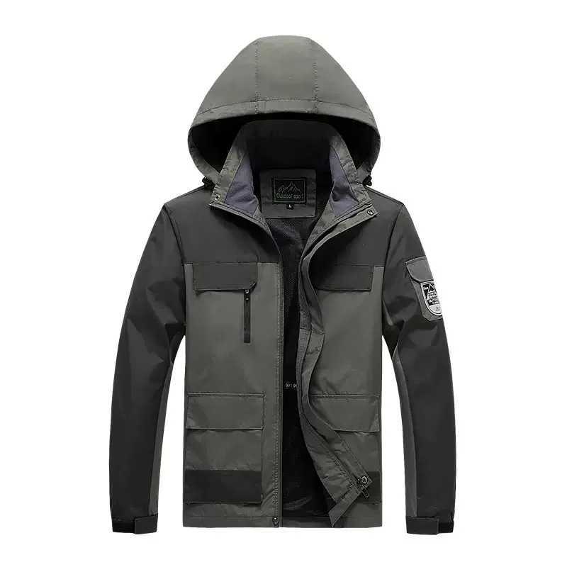 Spring and Autumn Fashionable Trendy Waterproof Warm Hooded Work JaCKet Mens Casual Loose Sports Large Size CoatL251021
