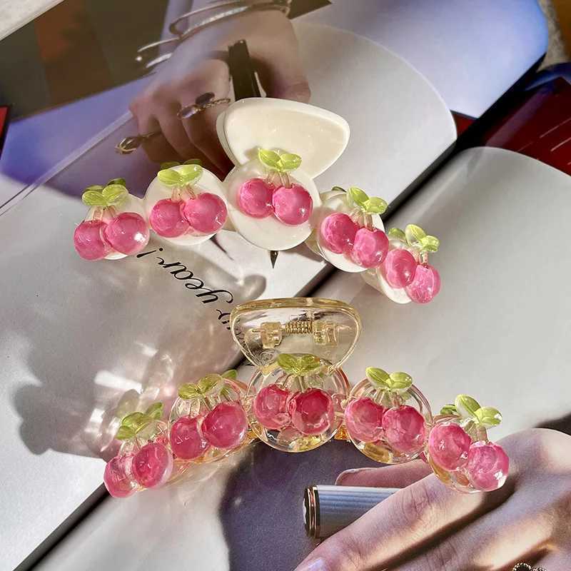 Jelly Cherry Grab Clip Original Sweet Girl Women Resin Head Hair Shark Clip Spring Claw Clip Hair Jewelry 2023 Hair AccessoriesW254021