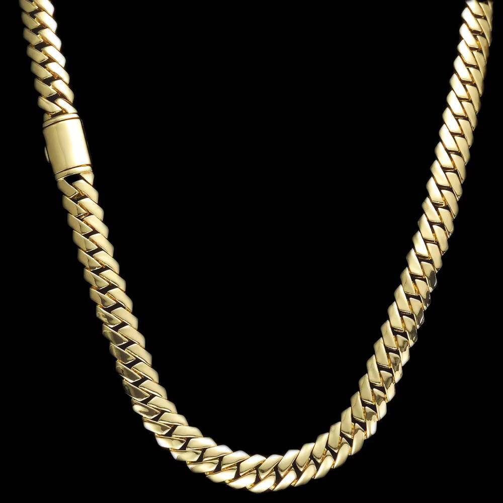 Europe United States Mens HipHop Jewelry Trend Custom 12mm Diamond Smooth Cuban Link Chain Necklace AllMatch Accessories