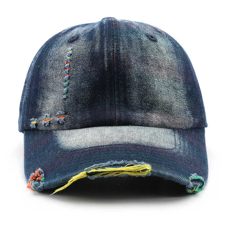 Womens Unique Style Fashion Washed Distressed Denim Solid Color Baseball Cap Outdoor Mens Sun Protection Baseball Cap H251020