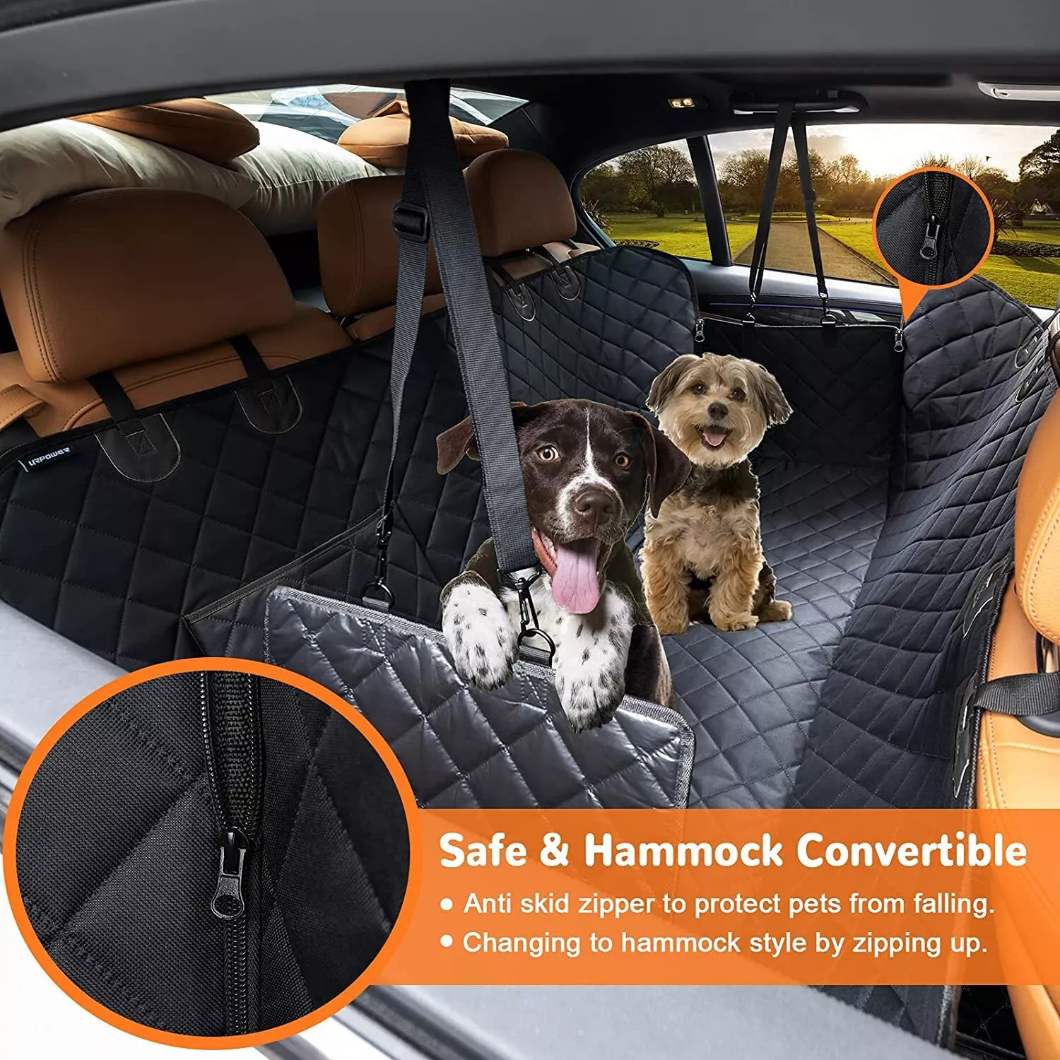 Dog Car Seat Cover Seat Extender Dog Hammock Backseat Heavy Duty Nonslip Durable Safety Waterproof Pet Mat Back Seat Covers for Cars Trucks and SUVs