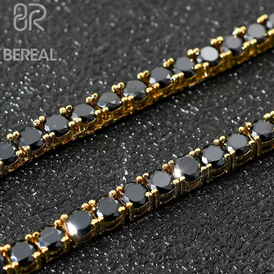 Pass Diamond Tester 925 Sterling Silver Tennis Moissanite Chain Advanced Black Moissanite Tennis Necklace Fine Women Jewelry