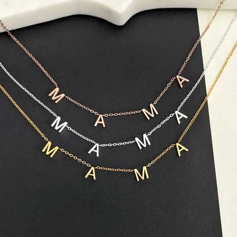 GD Wholesale Elegant Gift Tarnish Free Jewelry mother day 18k Gold Plated Stainless Steel initial Mama Chain Necklace ChokerXJ251018