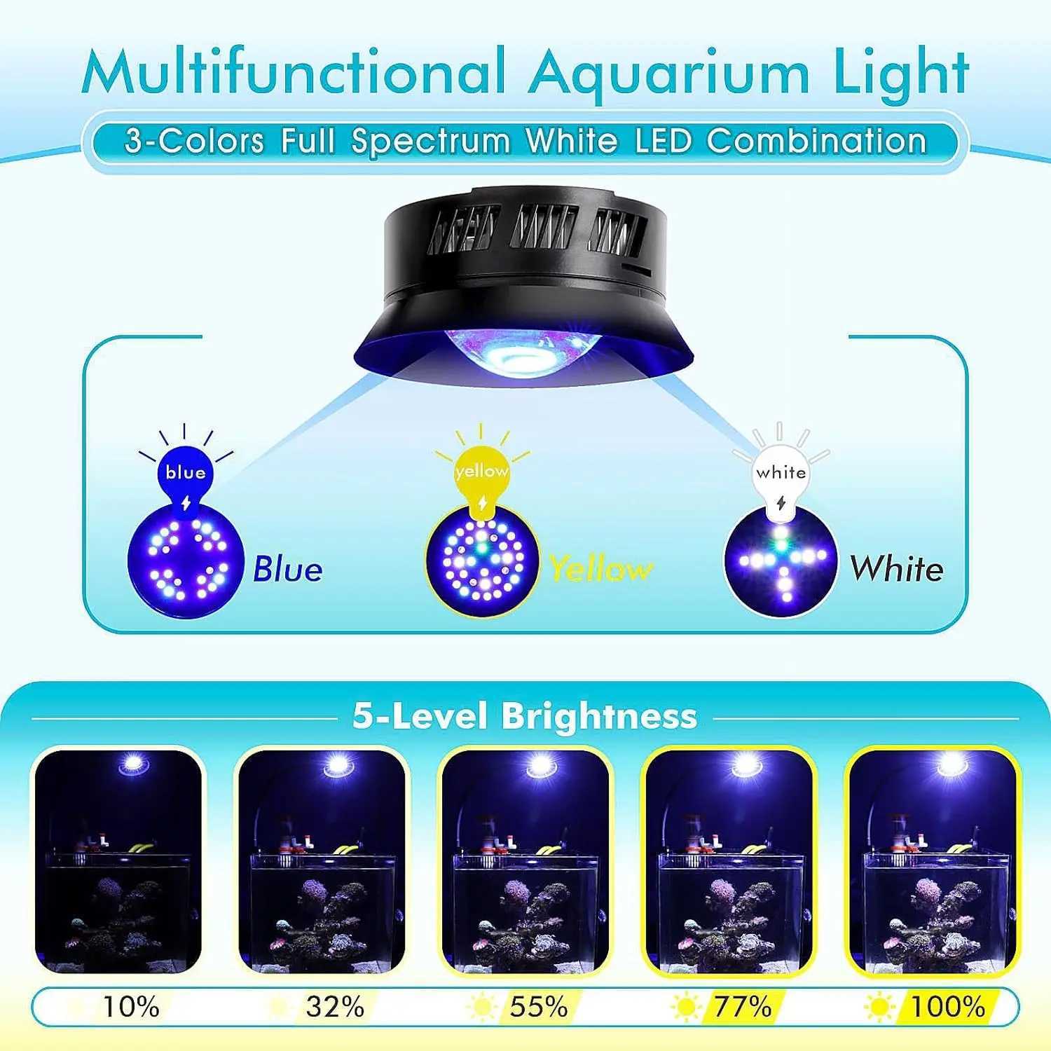 30 Watts Aquarium LED Reef Light Dimmable Full Spectrum Marine LED Fish Tank Light Saltwater Nano Aquarium LPS SPS Lighting Z251021