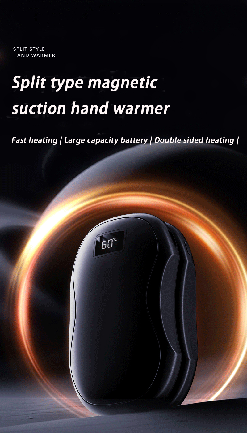 2025 Cross border New Magnetic Split Hand Warmer 2-in-1 Mini Digital USB Charging Hand Warmer The warmth and care palm of the throughout the day