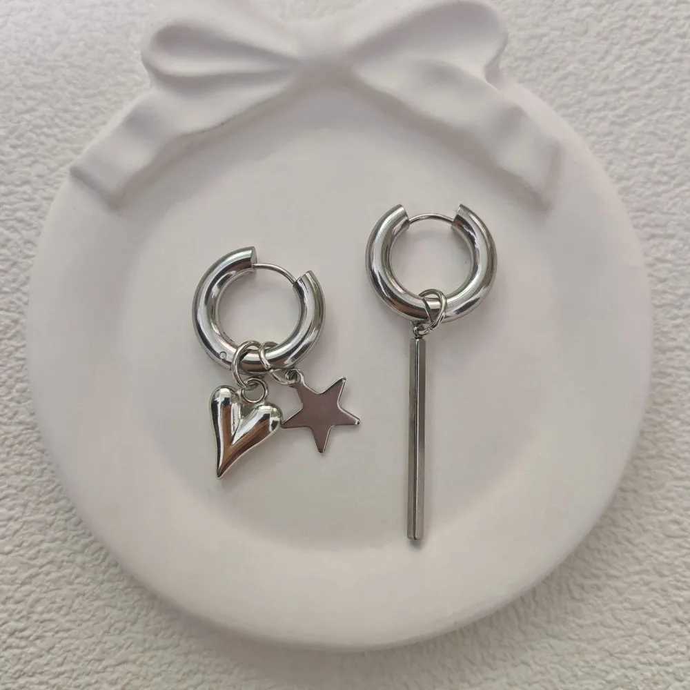 Long Heart Star Pendant Earring Trendy Heart Tassel Retro Design Geometric Asymmetry Dangle Earring For Women Party Jewelry Gift J251021