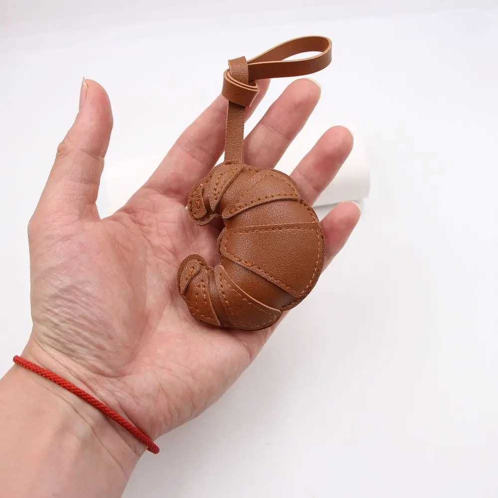 Lovely PU Leather Croissant Keychain Car Keyring Fashion PU Leather Hanger Cartoon Bag Pendant Women W251021