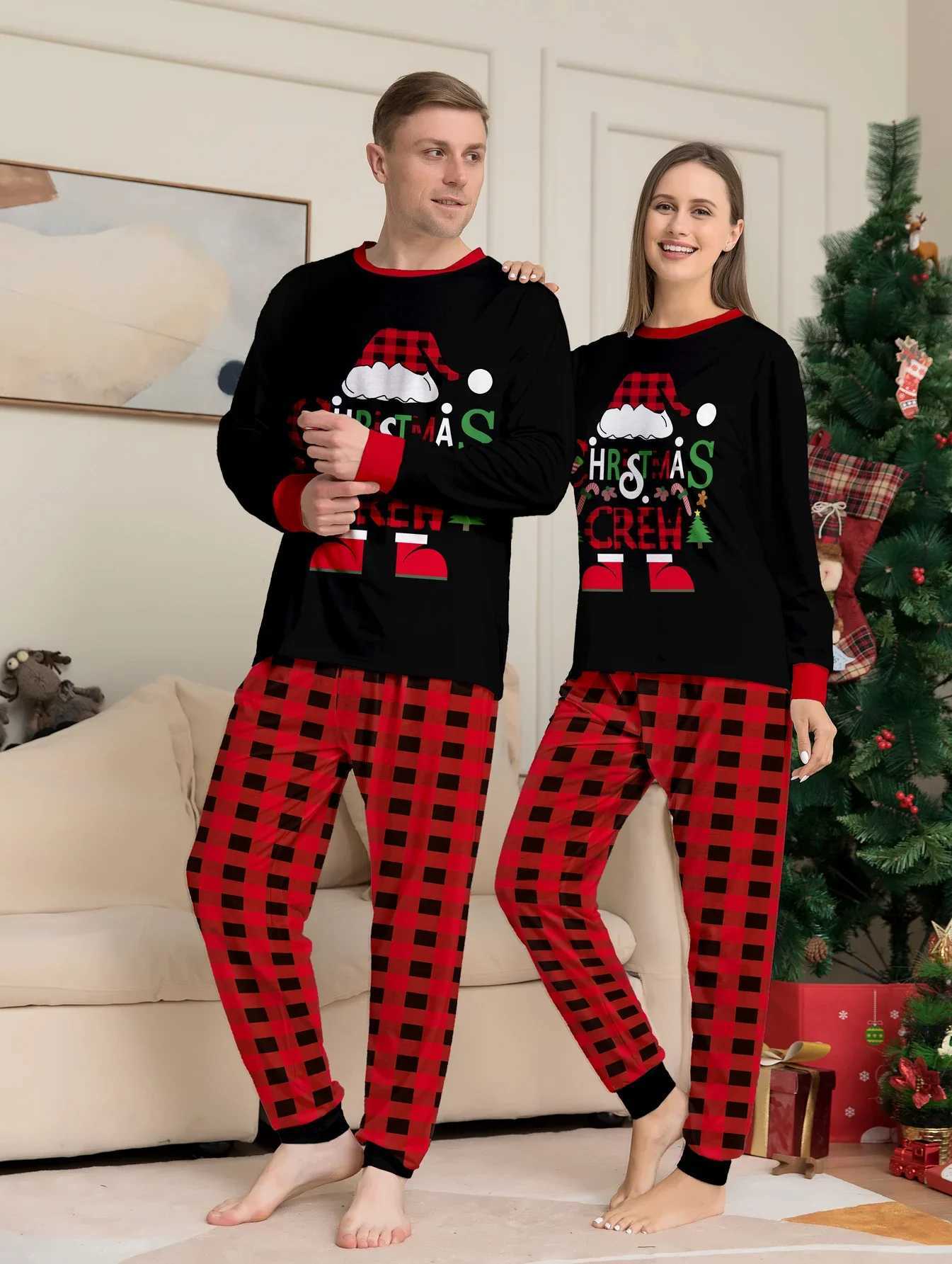 Family Matching Christmas Pajamas Set Mother Daughter Son Dad Plaid Santa CHRISTMAS CREW Print Family Xmas Loungewear L2510218R2J
