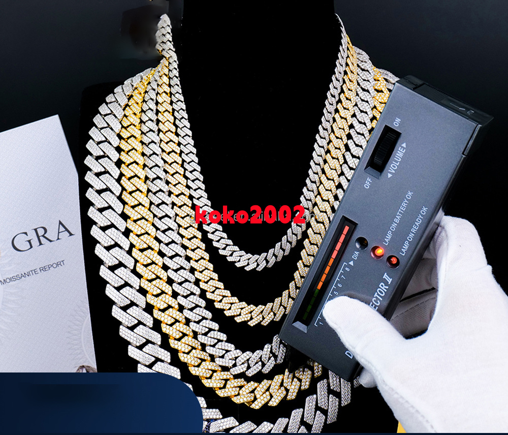 Hip Hop Cuban Chain Moissanite Necklace New S925 Silver Iced Out Vvs Diamond Mossanite Cuban Necklace for Men