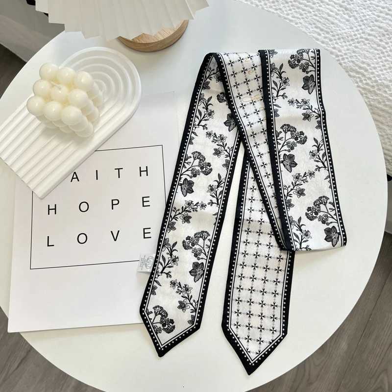 HighGrade Flower Color Series Silk Scarf Hair Band Ribbon Tiedup Hair Long Bow Vintage Satin Ribbon Hair Accories For WenW251021