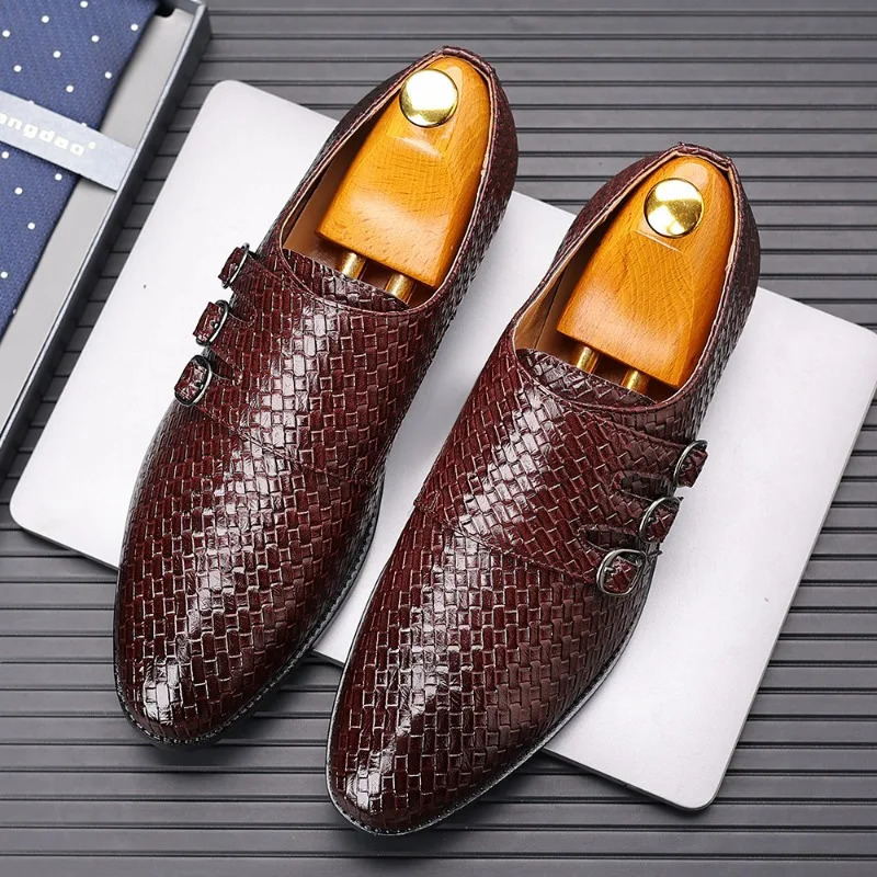 Knit Mens Leather Shoes Formal Business Dress Shoes for Men Classic Casual Formal Shoes Derby Party Oxford Men Footwear 251021