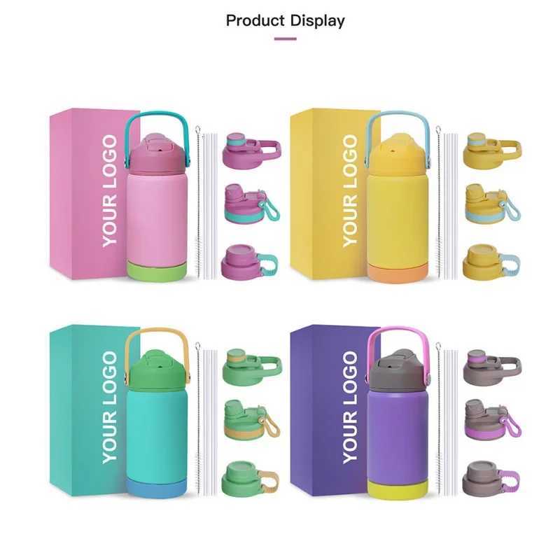 Childrens Fashion aron Water Cup Thermos Cup Cute Childlike Fun with Handle Portable Antidrop Silicone Cover Water Cup Y251021