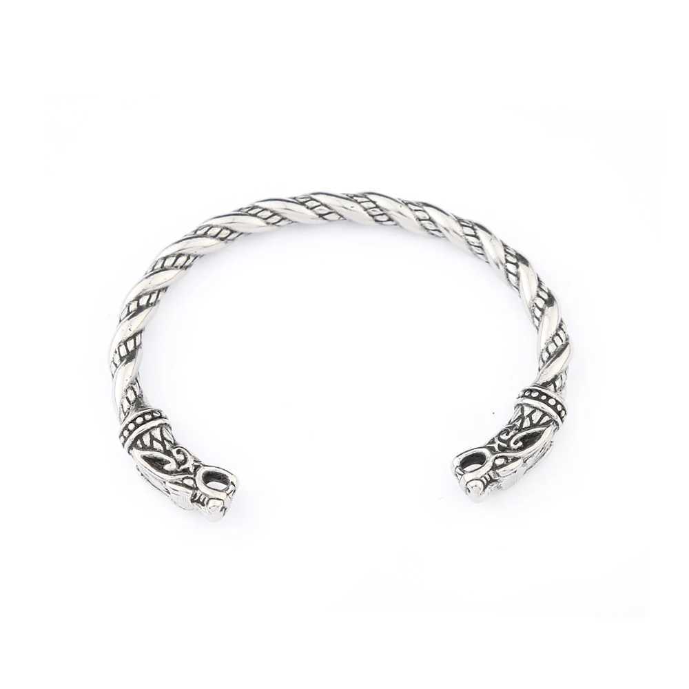 Vikings Stainless Steel Double Dragon Bracelet For Men Women Punk Fashion Wristband Cuff Bangles Classic Vintage Animal Jewelry J251021