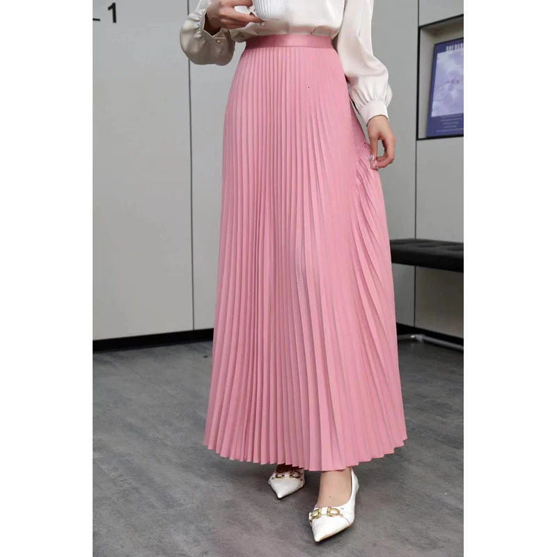TFETTERS Spring Clothes Women 2025 Autumn Fashion Casual Office Lady Pleated Skirt Women Hight Waist Solid Long Skirt 251013