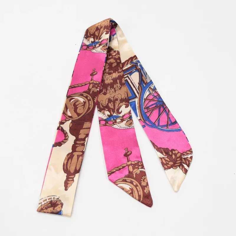 Skinny Scarf Hair Small Women Simple Style Handle Ribbon Fashion Printing Hairband Headscarf Beautiful Scarves Bags for Women W251021