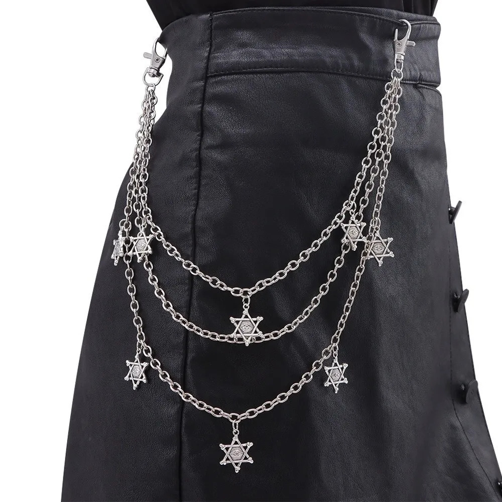 Star Pendant Metal Pants Chain Hiphop Punk Waist Link Hanging Chain Jewelry Accessories Jeans Pannts Chain Belts for Women Men 251021