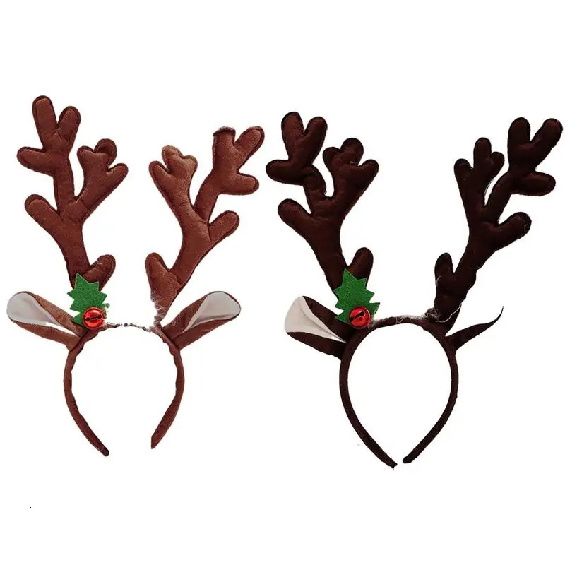 1PC Christmas Reindeer Antlers Headband Elk Antlers Ears Head Hoop With Red Bell Christmas Party Hair Accessories Navidad 251021
