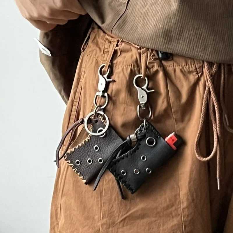 Elegant Brown Leather Keychain Ornament Leather Protector Keychain Designed for Smokers and Vintage Aficionados N84D W251021