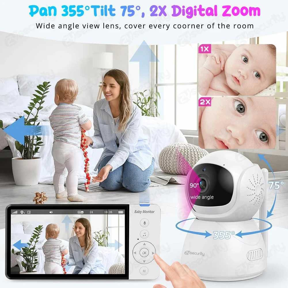 5IPS Screen PanTiltZoom Camera Video Baby Monitor with 30Hour Battery 2Way Talk Night Vision Temperature Lullabies SD Card J251121