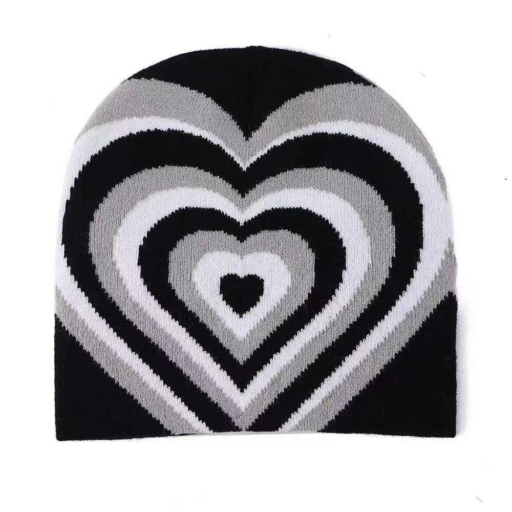 Autumn Winter Fashion Heart Jacquard Knitted Hat Unisex Warm Wool Hat Cold Hat Coldproof Pullover Hat H251020