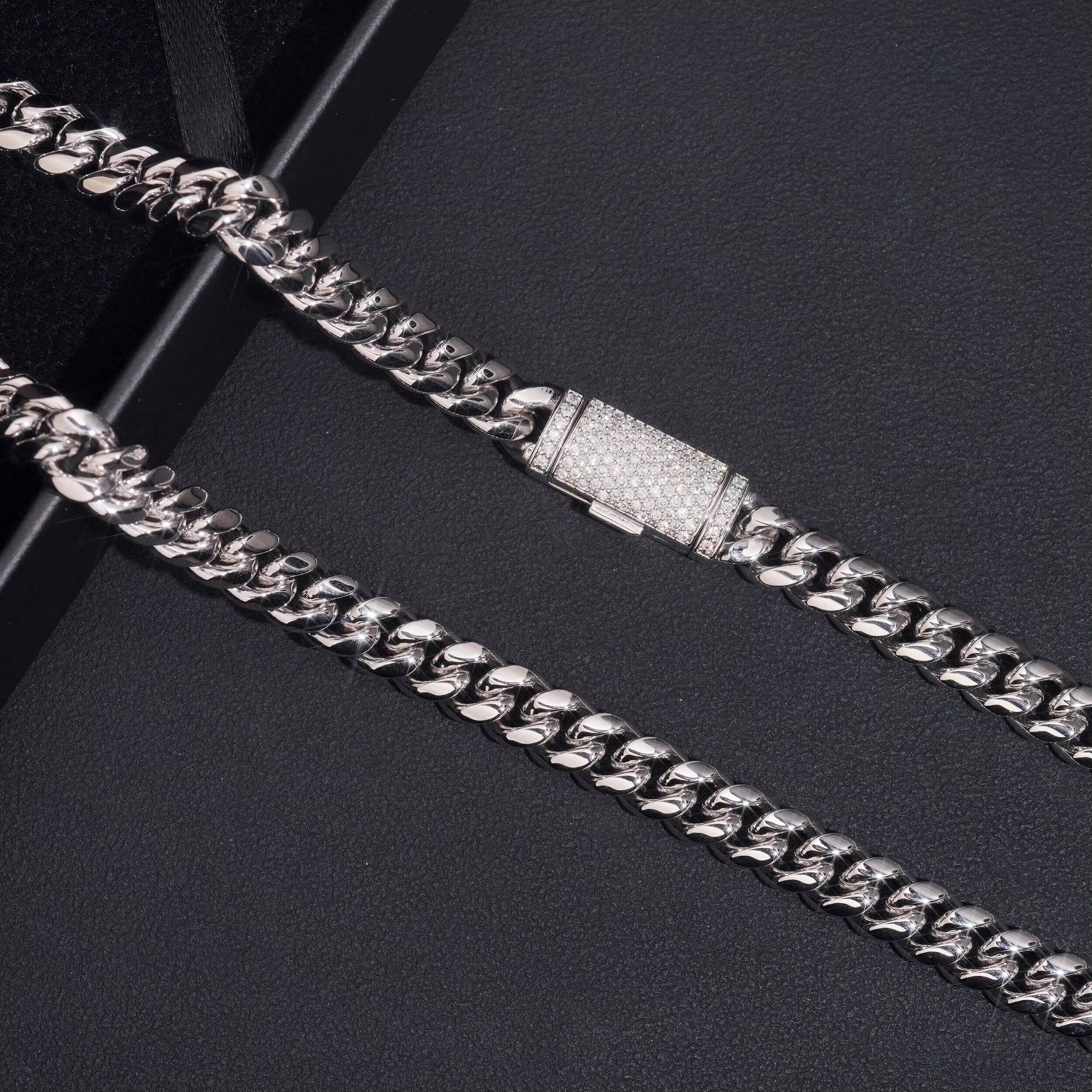 Iced Out Hip Hop Men Necklace Lab Diamond Cuban Link Chain 15MM Width 925 Sterling Silver